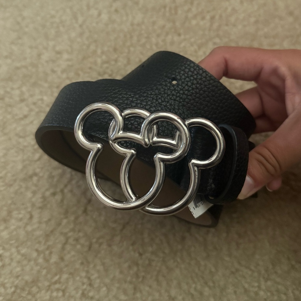 Disney Black Belt with Silver Mickey Buckle